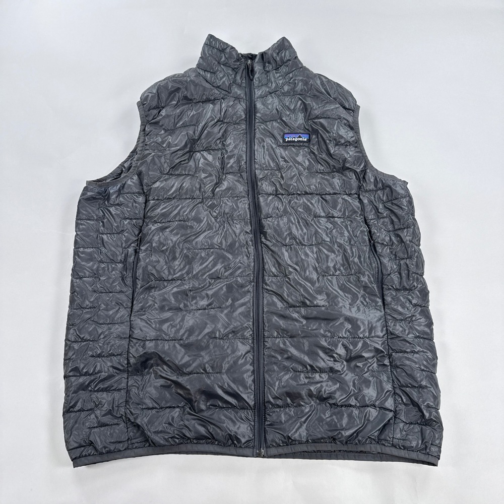 Patagonia Mens Vest Large Grey Nano Puff Full Zip Puffer Gorpcore Outdoor